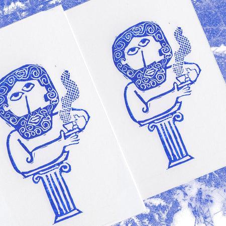 Carte de souhaits linogravure Maximus