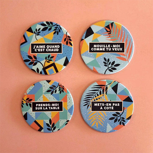 Lot de 4 sous-verres J'aime quand c'est chaud