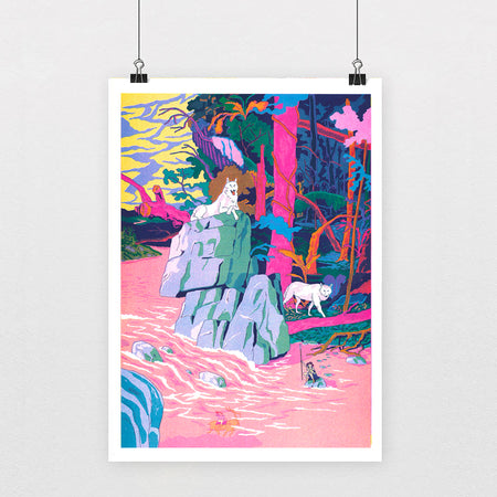 Affiche risographie Miyazaki - La princesse Mononoke