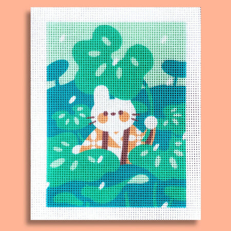 Kit DIY de canevas à broder 'Vert Feuille'