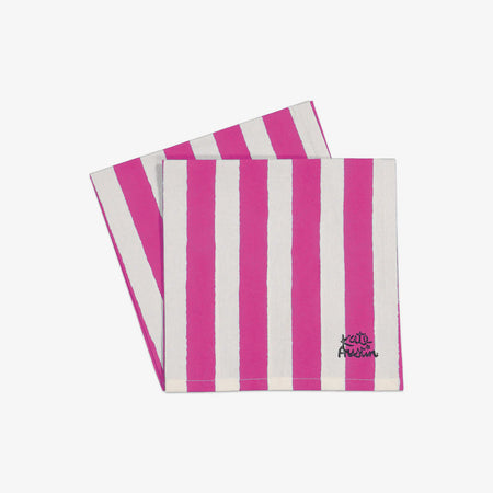 Set of 6 pink striped napkins