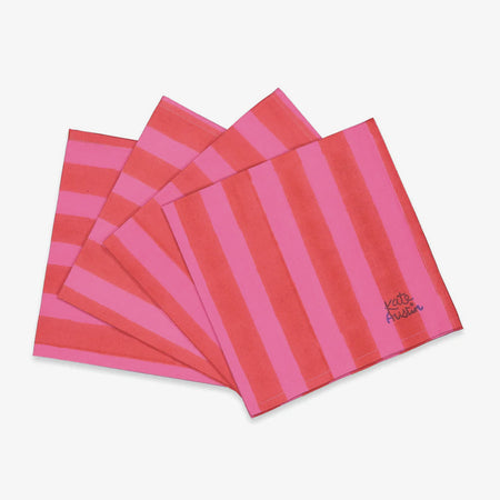 Set of 6 red-pink striped napkins