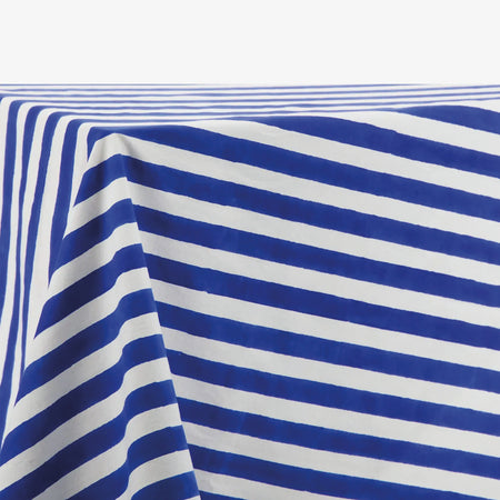 Blue striped square tablecloth