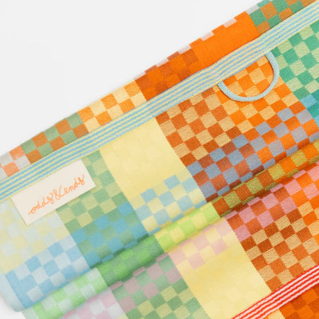 Linge à vaisselle Damier vert-orange
