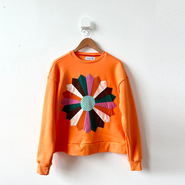 Crewneck Courtepointe orange Automne