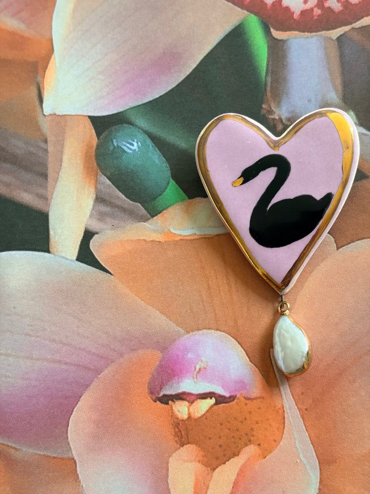 Broche Swan avec perle