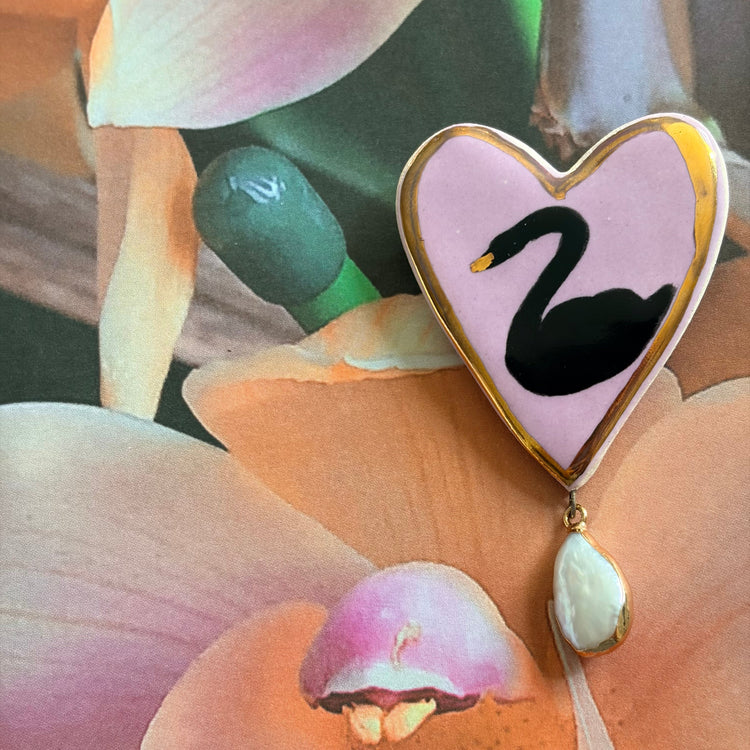 Broche Swan avec perle