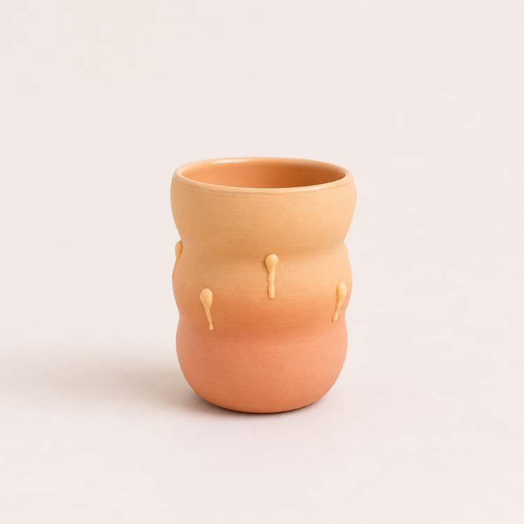 Grand gobelet pêche-rose gouttes en céramique