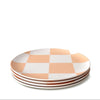 Assiette à salade en bambou Pink check