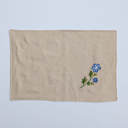 Anemone embroidered placemat