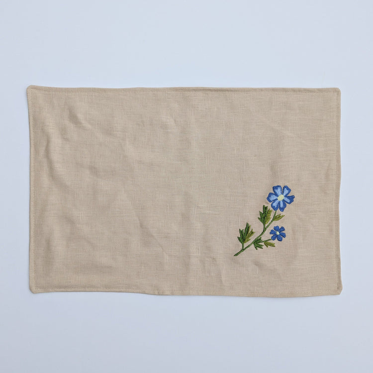 Anemone embroidered placemat