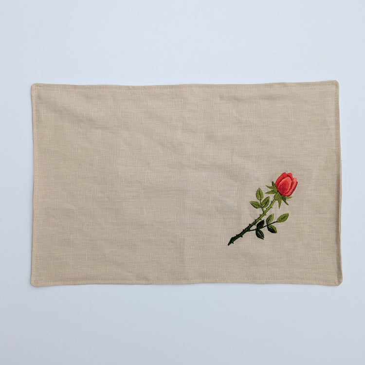 Embroidered Rose Placemat