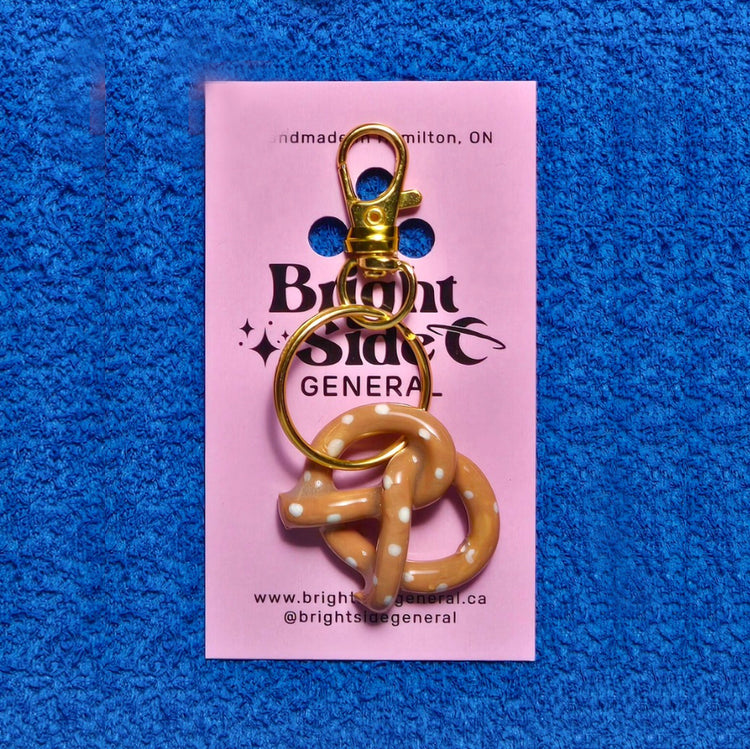 Pretzel Ceramic Keychain Charm