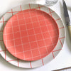 Assiette à salade en bambou Red grid