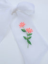 Ruban blanc brodé fleur