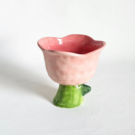 Coupelle sur pied vintage Fleur en céramique