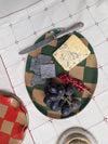 Plateau grande assiette ovale à carreaux verts