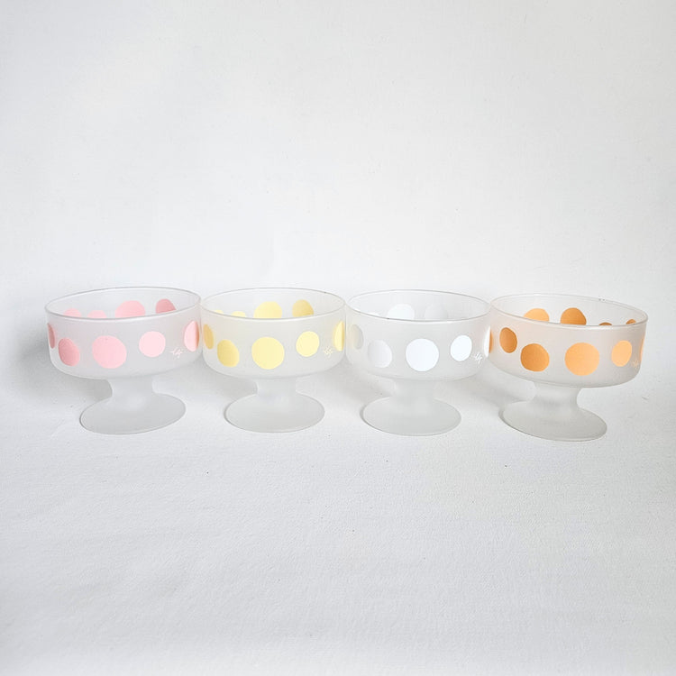 Lot de 4 coupes à dessert à pois vintages, Katja