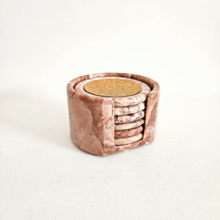 Lot de 6 sous-verres vintage en marbre rose