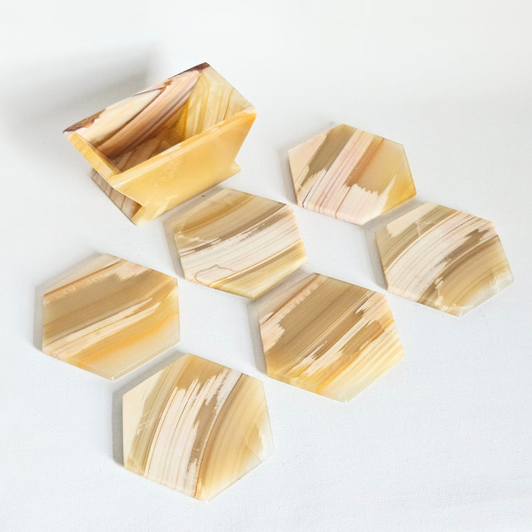 Lot de 6 sous-verres vintages en onyx