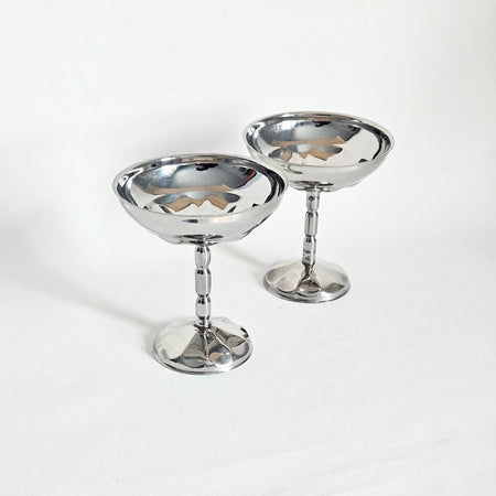Lot de 2 coupes à dessert vintages chrome stainless steel