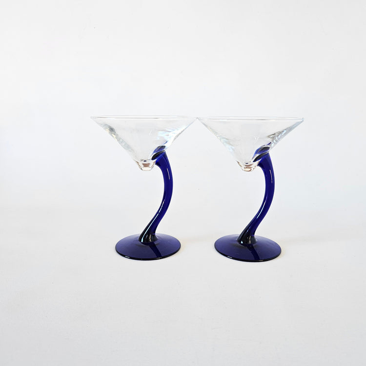 Lot de 2 coupes à cocktail vintage wavy