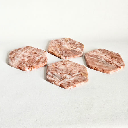 Lot de 4 sous-verres en marbre roses vintages