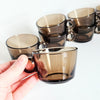 Duo de tasses en verre fumé vintages, Vereco France