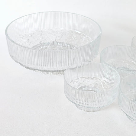 Ensemble de vaisselle vintage en verre texturé midcentury