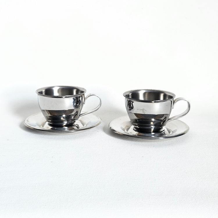 Lot de 2 tasses espresso chrome vintages Motta