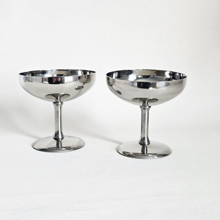 Lot de 2 coupes à dessert vintages chrome stainless steel