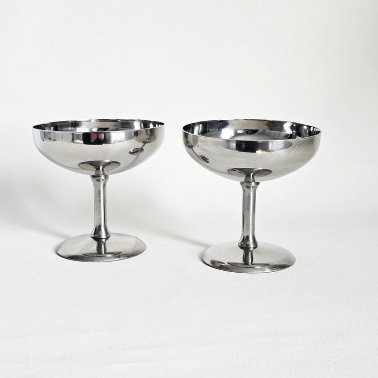 Lot de 2 coupes à dessert vintages chrome stainless steel