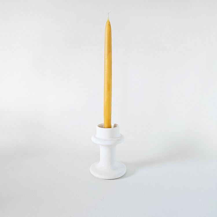 Bougeoir vintage en céramique crème