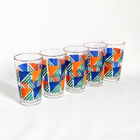 Lot de 5 verres à jus vintage 1970s
