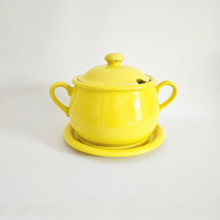 Soupière et assiette jaune vintage Japan