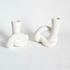 Lot de 2 bougeoirs Torsade vintages en céramique