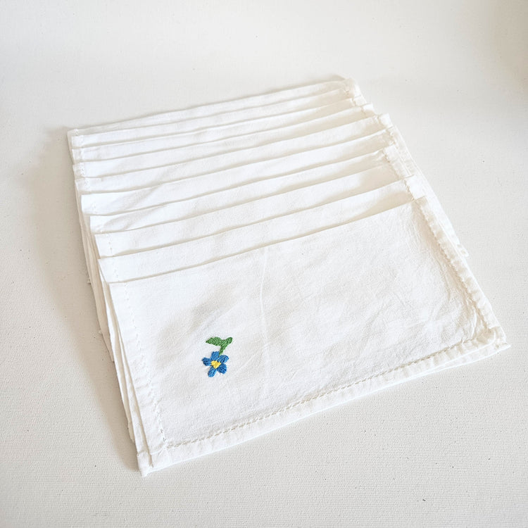 Ensemble 2 serviettes vintages de table fleur