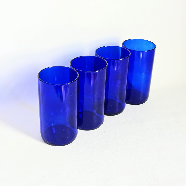 Lot de 4 verres vintages high ball bleu