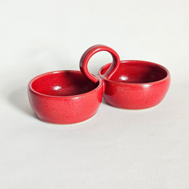 Coupelle double vintage en céramique artisanale