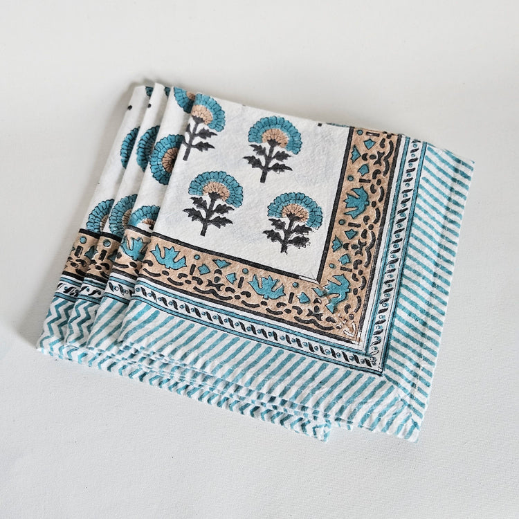 Lot de 4 serviettes de table imprimées vintages
