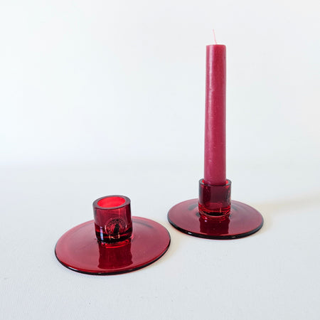 Lot de 2 bougeoirs en verre rubis Ikea vintage