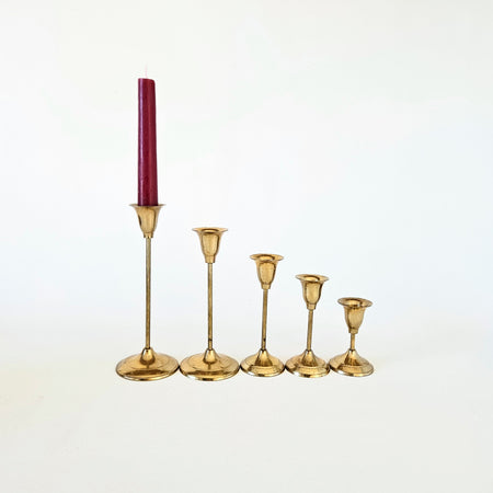 Lot de 5 bougeoirs vintage en laiton