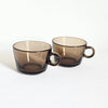 Duo de tasses en verre fumé vintages, Vereco France