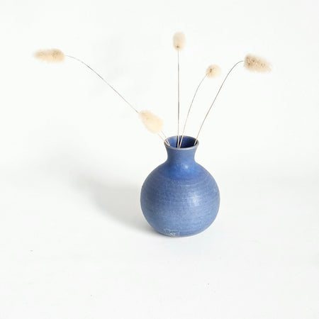 Soliflore seconde main en céramique bleu mat