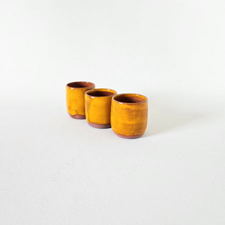 Lot de 3 gobelets à espresso en céramique orange