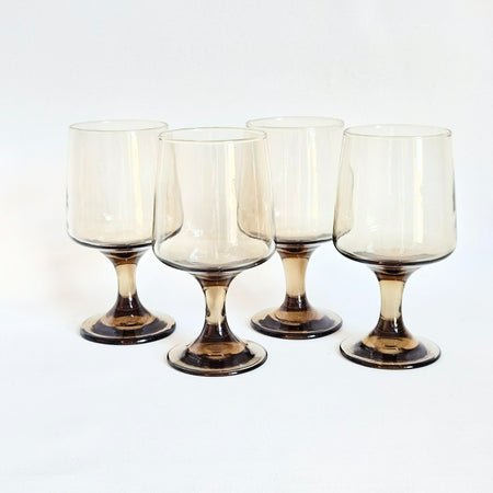 Duo de verres à pied fumés vintages GM