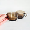 Duo de tasses en verre fumé vintages, Vereco France