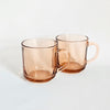 Duo de tasses vintages en verre trempé rose
