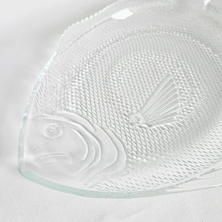 Assiette en verre texturé Poisson, USA vintage