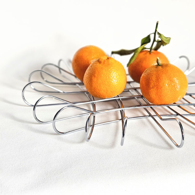 Bol - panier à fruits vintage quadrillé chromé